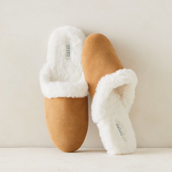 NEW Haven Well Within Faux Fur Suede Slippers 7 - Picture 1 of 4